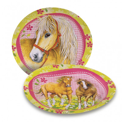 8 x charming horses party plates paper tableware *new*